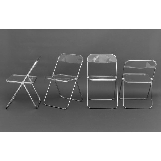 Castelli Giancarlo Piretti "Plia" Chrome and Acrylic Folding Chairs, Set of 8 For Sale - Image 4 of 12