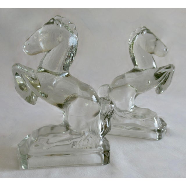 1950s C.1950's Glass Rearing Horse Bookends - Pair For Sale - Image 5 of 11