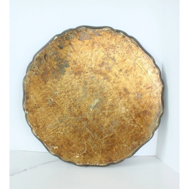 French Made in Italy, Large Antique Italian Carved Gilded Tary 18" For Sale - Image 3 of 5
