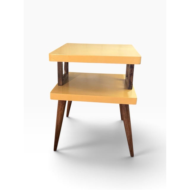 1950s Vintage Refinished Mid-Century Modern Two-Tier Side Table For Sale - Image 5 of 9
