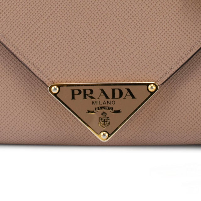 Prada Prada Saffiano Leather Beige Color Gold Hardware Mini Wallet Bag For Sale - Image 4 of 11