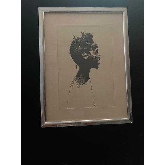 1970s Black Art Framed Black and White Portrait Drawing of a Young Person For Sale In Miami - Image 6 of 8
