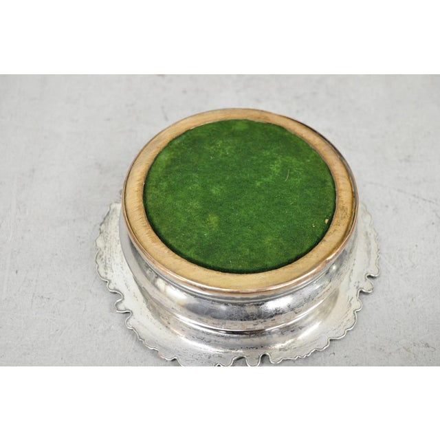 Antique English Victorian Silver Plated Floral Mahogany Bar Wine Bottle Coaster For Sale - Image 12 of 13