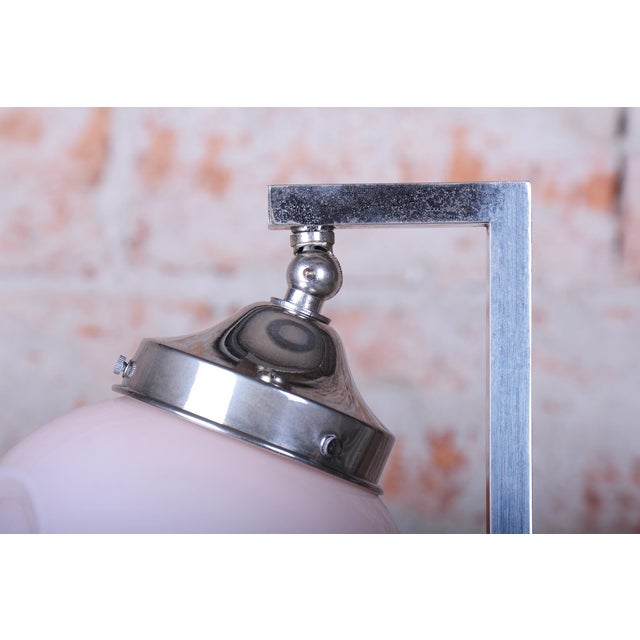 Bauhaus Bauhaus Table Lamp in Marble, Opaline Glass, and Chrome, France, 1920s For Sale - Image 3 of 9