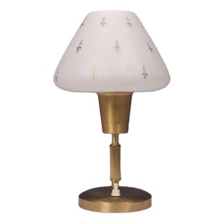 1950s Mid-Century Modern Ibe-Konst Ystad, Table Lamp, Brass, Opaque Glass For Sale