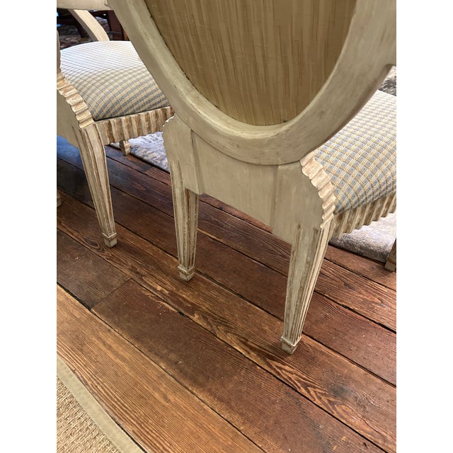 Carved Painted Wood French Country Upholstered Bergere Chairs - A Pair For Sale - Image 14 of 14