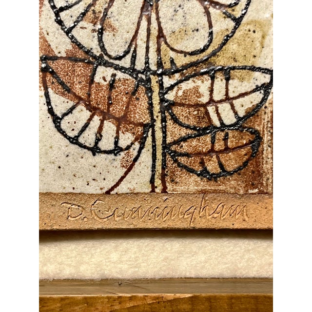 Offered is an original circa 1970s Mid-Century Modern abstract ceramic tile by California artist David D. Cunningham. This...