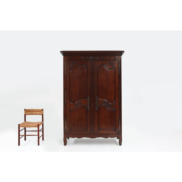 Large French Louis XVI Carved Bridal Wardrobe, 1850s For Sale - Image 3 of 18