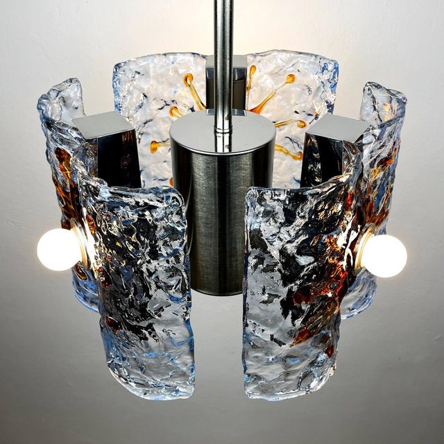 Mid-Century Ice Murano Glass Chandelier attributed to Toni Zuccheri for Mazzega, Italy, 1970s For Sale - Image 9 of 15