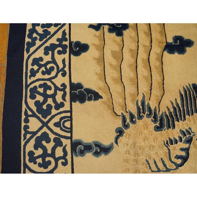 Beige 1890s Beige Field Bird Oriental Antique Chinese Allover Room Size Knotted Rug For Sale - Image 8 of 11