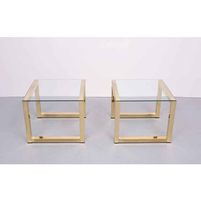 Gold Vintage Brass Square Side Tables from Renato Zevi, 1970s, Set of 2 For Sale - Image 8 of 8