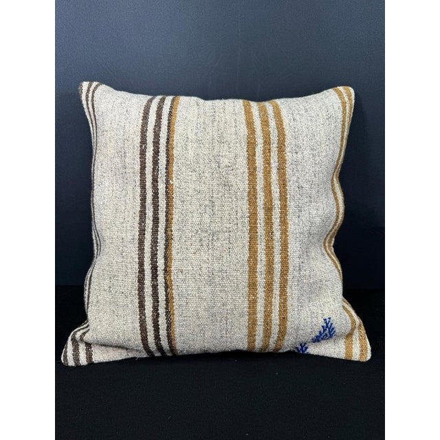 Turkish Hemp Pillow Cushion Natural Beige Brown Cushion Cover 20"x20" For Sale - Image 4 of 4