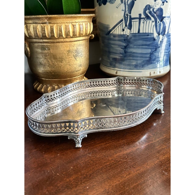 Metal English Silver Plate Gallery Tray For Sale - Image 7 of 7