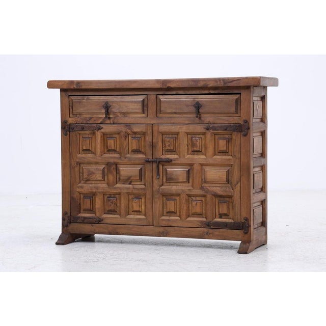 1960s Spanish Baroque Style Walnut Chest of Drawers with Iron Fittings, 1960s For Sale - Image 5 of 15