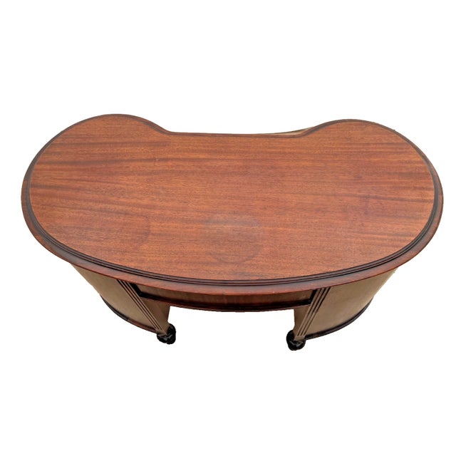 Antique Victorian Desk Kidney Shaped Vanity Seven Dovetail Drawers Mahogany For Sale - Image 12 of 13