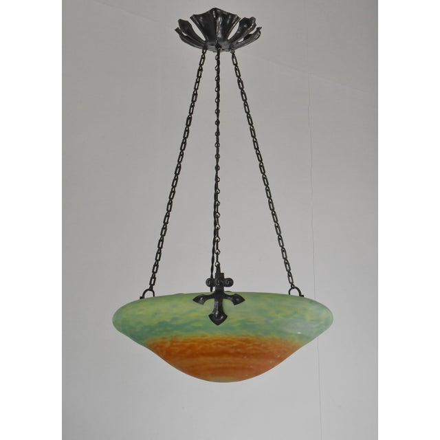 French Art Deco Pendant Light by Daum & Majorelle - 1925 Chandelier France For Sale - Image 9 of 13