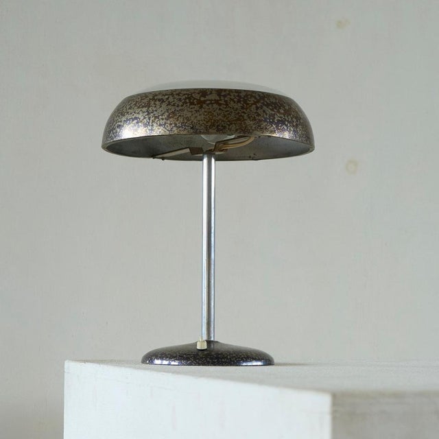 1920s Bauhaus Table Lamp in Patinated Silver and Glass, 1940s For Sale - Image 5 of 11