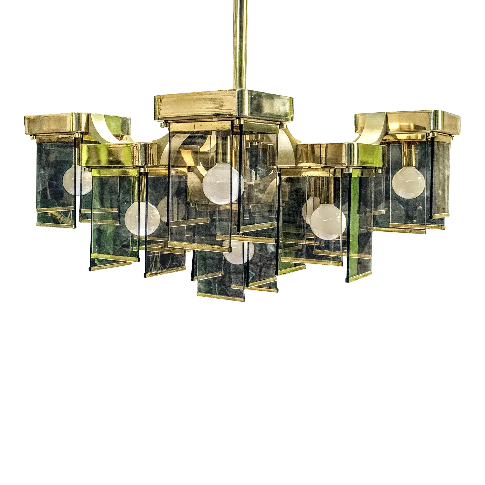 1970s Italian Gaetano Sciolari Midcentury Modern Brutalist 9-Arm