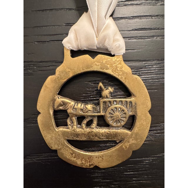English Vintage English Horse Brass Ornament For Sale - Image 3 of 3