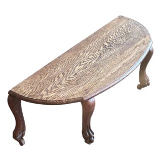 Antique Tiger Oak Demilune Table on Casters For Sale