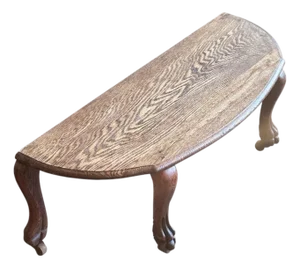 Antique Tiger Oak Demilune Table on Casters
