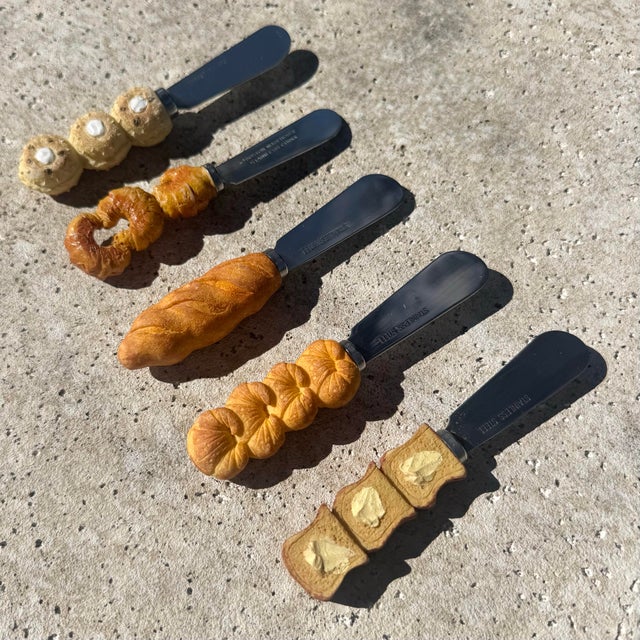 Vintage Breakfast Bread Themed Butter Knives - Set of 5 For Sale In West Palm - Image 6 of 6