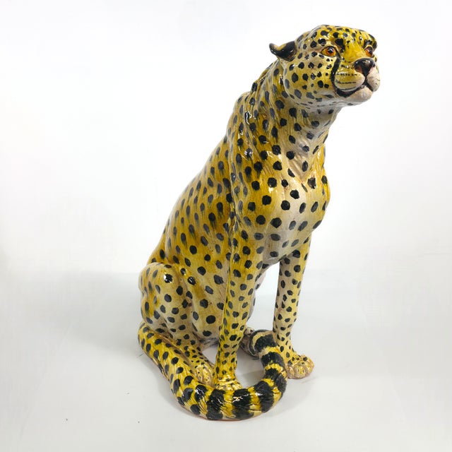 Mid-Century Modern Italian Terracotta Leopard Statue, 1960s For Sale - Image 3 of 10