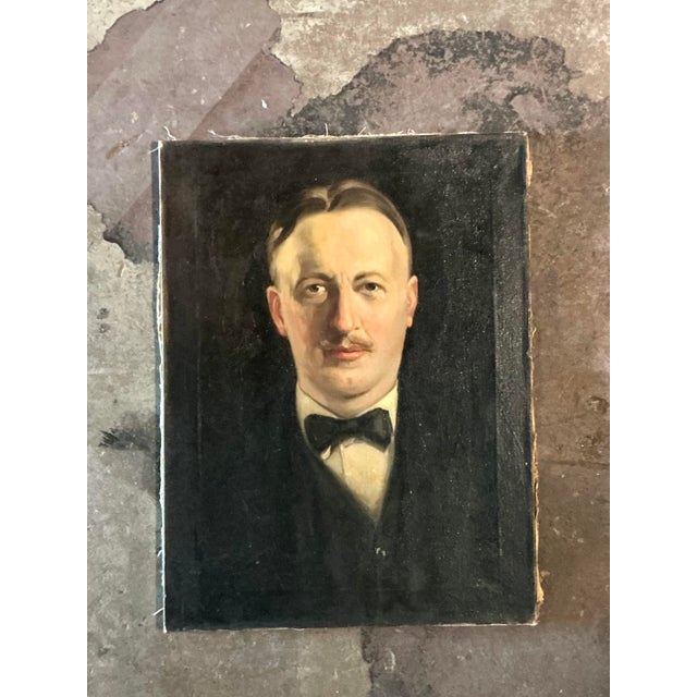 Mid-Century Modern Vintage Boho Original Oil Portrait on Canvas For Sale - Image 3 of 8