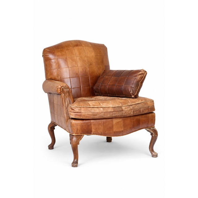 Vintage French Style Leather Pathwork Chair For Sale - Image 11 of 12
