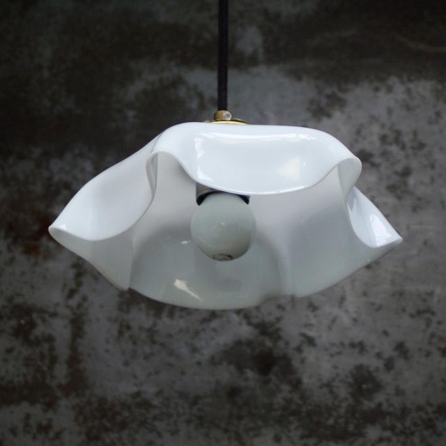 French White Opaline Glass Pendant Lamp For Sale - Image 6 of 7