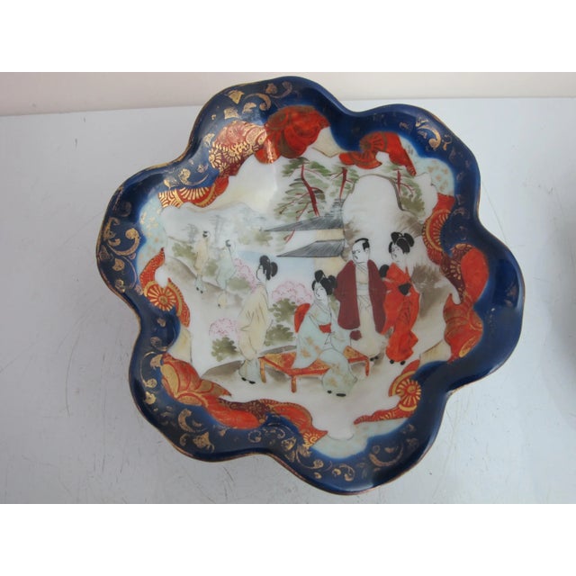 Japanese Kutani Shell Shaped Cobalt Blue & Gold Figural Porcelain Dish Set For Sale In Portland, OR - Image 6 of 9