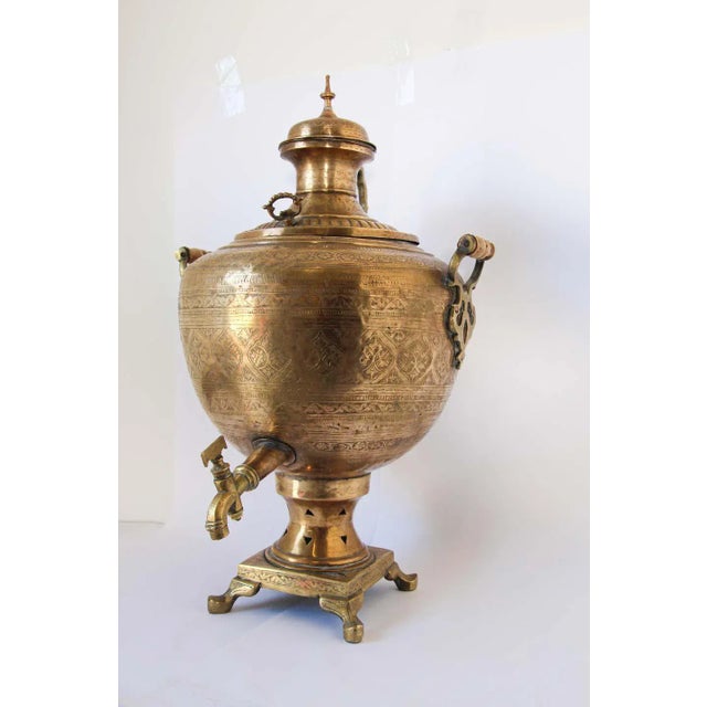 Antique Moroccan Brass Samovar For Sale In Palm Springs - Image 6 of 13