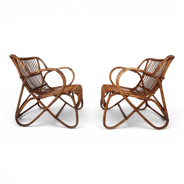 Vintage French Rattan Bamboo Lounge Chairs, 1960, Set of 2 For Sale - Image 9 of 18