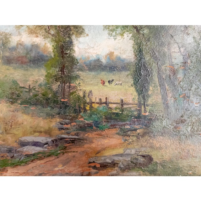 19th Century English or American Pastoral Landscape With Cows, Signed For Sale - Image 10 of 15