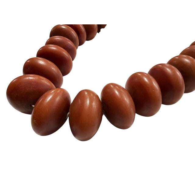 Plastic Vintage Jumbo African Copal Amber Trade Beads Phenolic Resin 2" W For Sale - Image 7 of 8