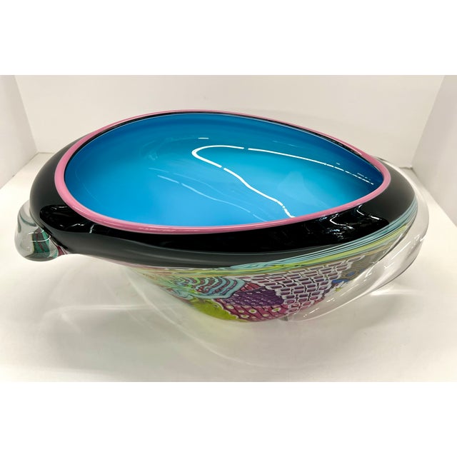 1990s Vintage 1992 Oceanic Wave Series Hand-Blown Glass Vase by Peter Ridabock - Signed For Sale - Image 5 of 18