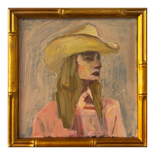 Pink Pony Club an Original Portrait of a Cowgirl by Michelle Heimann For Sale