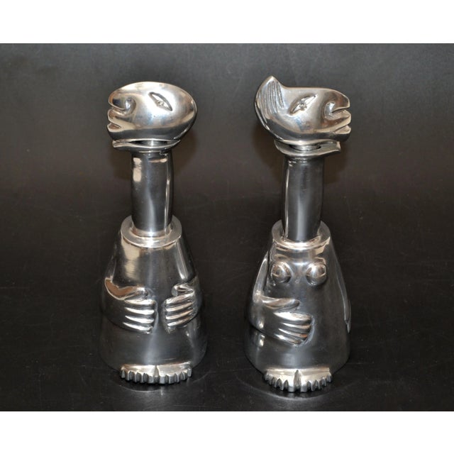 Carrol Boyes South African artist aluminum abstract man & woman Vessel, Bottle or Barware with Stopper. Whimsical design...