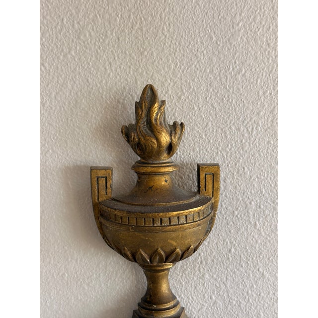 Bronze Antique French Louis XVI Style Twin-Light Wall Sconces - Gilt Bronze Ormolu Neoclassical Double Arm Wall Lights, Late 19th Century - Pair For Sale - Image 8 of 18