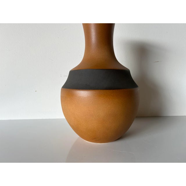 1980s Vintage Organic Brown and Black Matte Glaze Ceramic Vase For Sale - Image 5 of 13