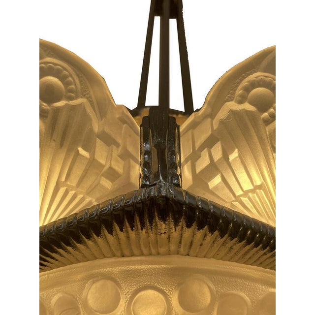 Wood Museum Ceiling Lamp by Georges Leleu For Sale - Image 7 of 9