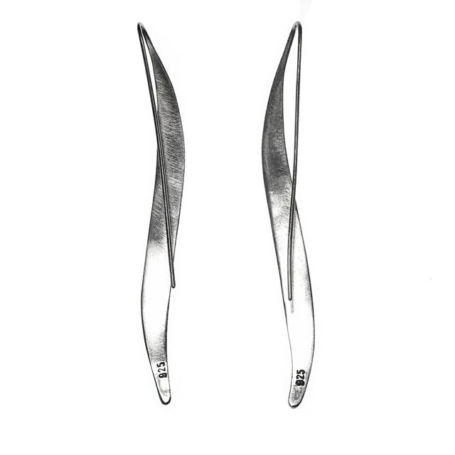 Abstract Late 20th Century Handmade Sterling Silver Earrings - 2 Pieces For Sale - Image 3 of 8