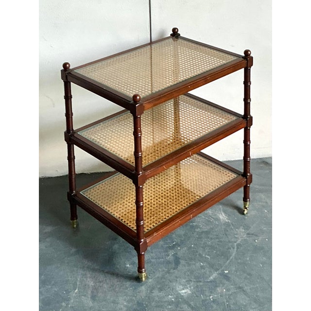 Vintage Regency Stacked Cane Side Table For Sale In West Palm - Image 6 of 6