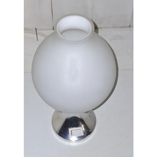 Vintage Bedside Lamp with Metal Base and Opaque White Glass Shade, 1970s For Sale - Image 6 of 7