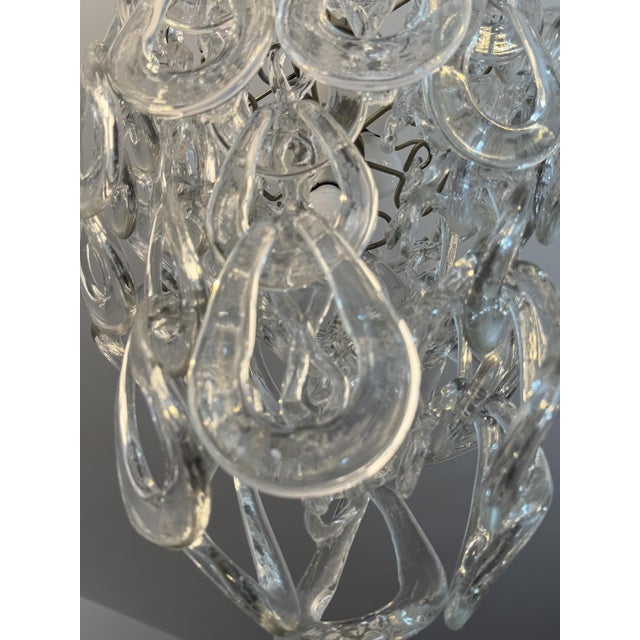 Mid-Century Modern Five-Light Murano Glass Pendant Light by Angelo Mangiarotti for Vistosi, 1967 For Sale - Image 3 of 11