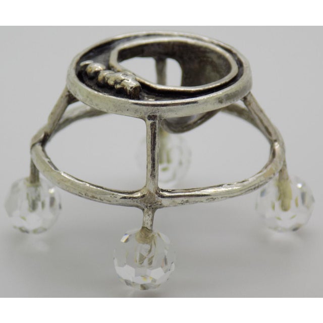 Vintage Italian Handmade Genuine Silver & Crystal Glass Baby Walker Rare Dollhouse Miniature For Sale - Image 4 of 9