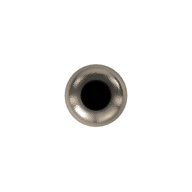 Contemporary Oversized Metal Cylinder Vase with Hammered Silver Finish- Large For Sale - Image 3 of 5