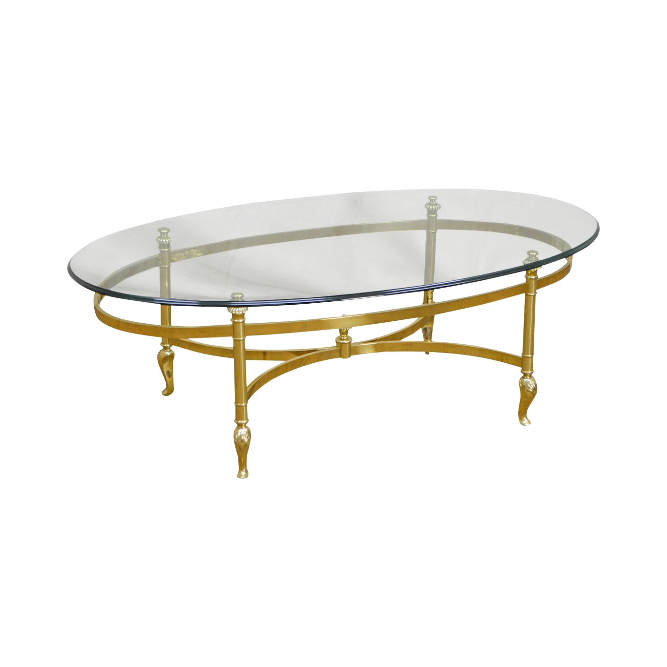 Ethan Allen Brass & Glass Oval Coffee Table Chairish