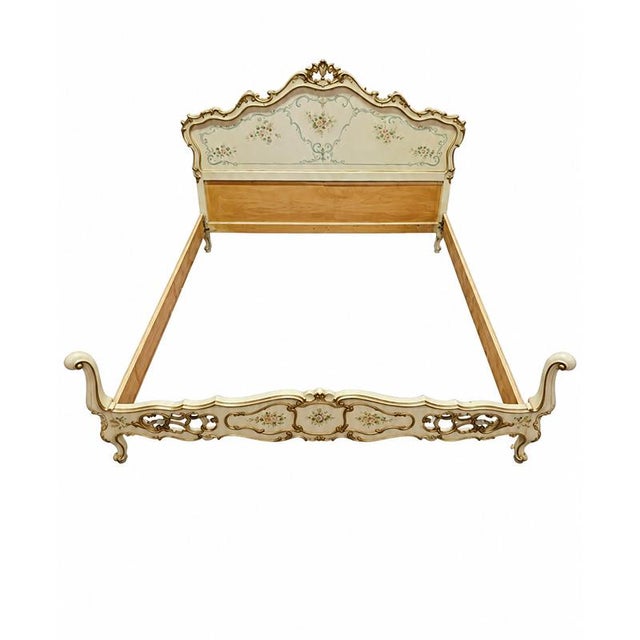 20th Century Venetian Lacquered and Painted Double Bed For Sale - Image 3 of 6