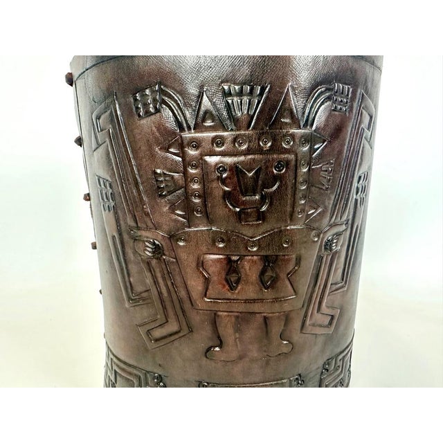 1960s Vintage Leather Waste Bin by Angel Pazmino for Muebles De Estilo, 1960s For Sale - Image 5 of 13